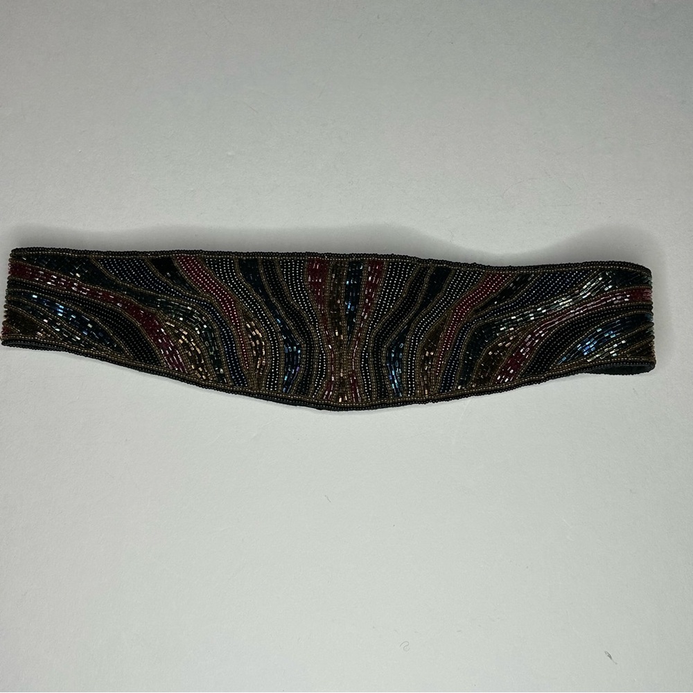 Vintage 80's Beaded Cumberbund Statement Belt Artsy Glamcore Fairy Witchy Goth - Picture 17 of 17